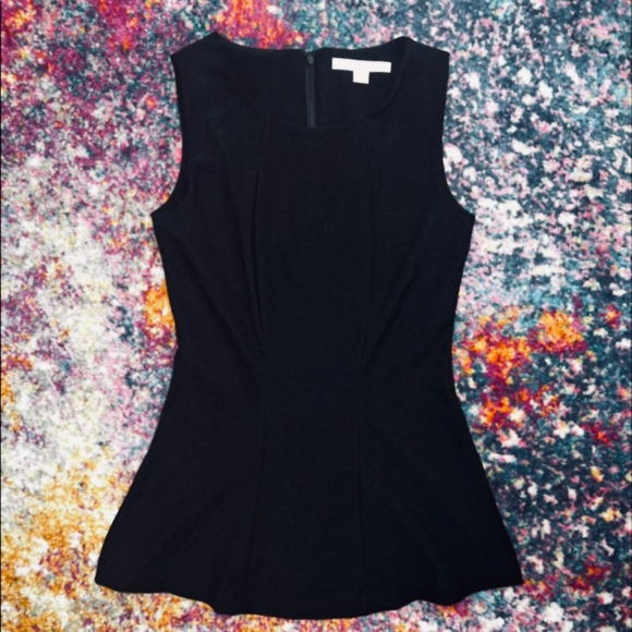 Boston Proper Black Pleated Solid Peplum Sleeveless Blouse SZ 4 - Picture 8 of 9